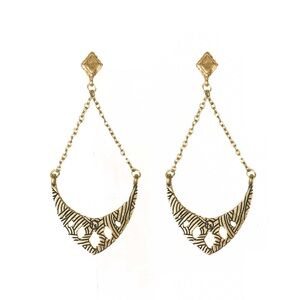 NEW - The Sak Chic Gold Textured & Dangle Drop Chain Post Earrings